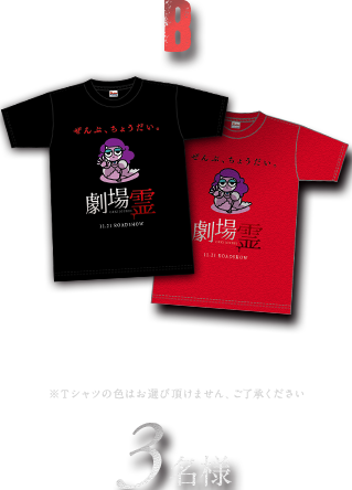 B オリジナルＴシャツ ※Ｔシャツの色はお選び頂けません、ご了承ください 3名様